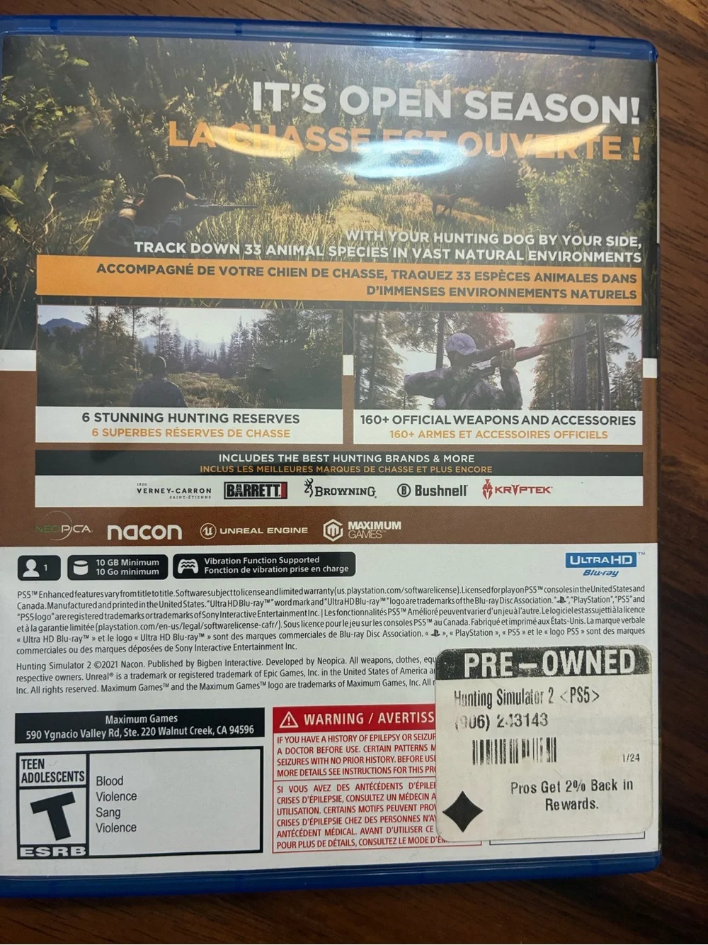 Sony PS5 Hunting Simulator Video Game